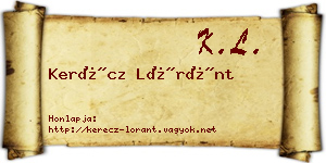 Kerécz Lóránt névjegykártya